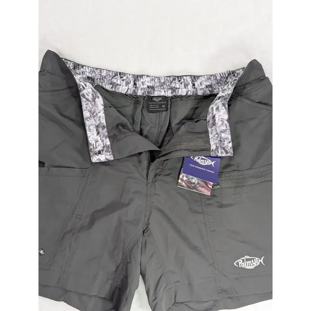 Palmyth Mens Performance Fishing Shorts NWT Size 38 XL Charcoal Gray 6.5